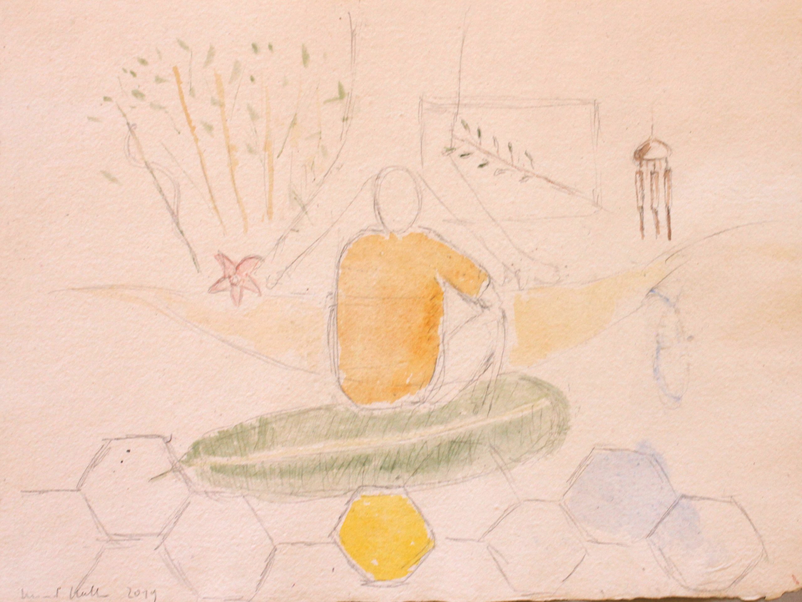 Bernd Koller, Rain Dance, 2019, 28x38cm, watercolorandpencilonpaper, CourtesyGalerieHeikeCurtze (3)