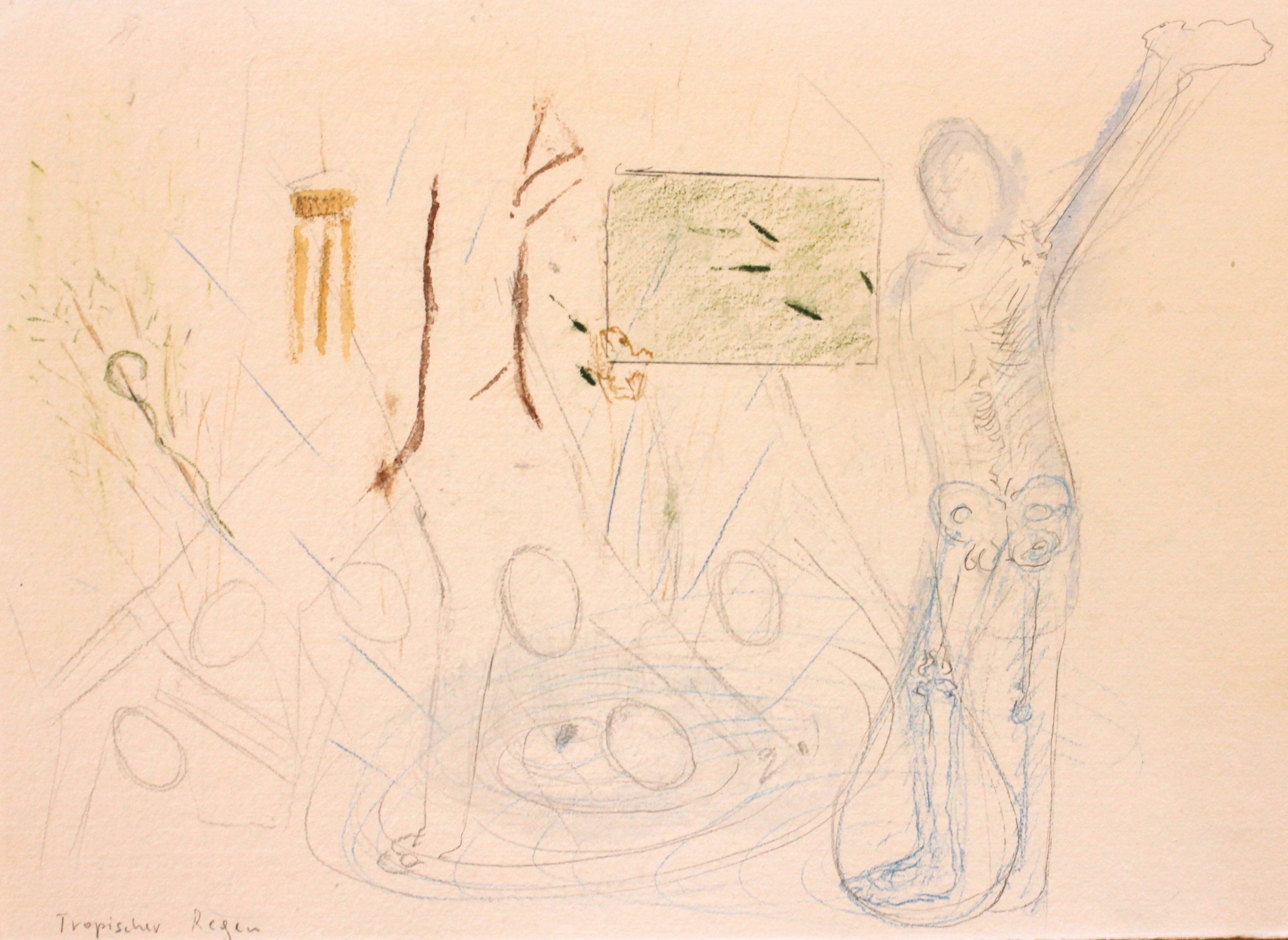 Bernd Koller, Tropischer Regen, 2018, 28x38cm, watercolorandpencilonpaper, CourtesyGalerieHeikeCurtze (1)