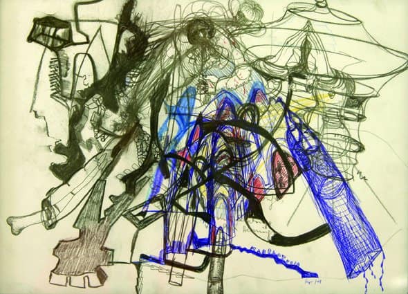 Christoph Mayer, NAGELSTUDIO, 2019, 30x40cm, Kohle,Bleistift, Kugelschreiber auf Papier, GalerieHeikeCurtze (3)