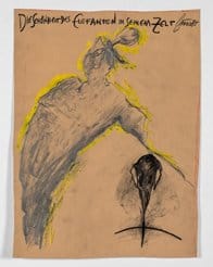 Günter Brus, Die Schönheit der Elefanten, 1985, Mixed technique on paper, 31x41 cm, CopyrightMaximilianPramatarov, CourtesyGalerieHeikeCurtze (1)