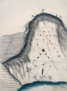 Kocherscheidt Kurt, Felsenzeichen, 1972, Bleistift und Buntstift auf Papier, 52 x 38 cm, GalerieHeikeCurtze (1)
