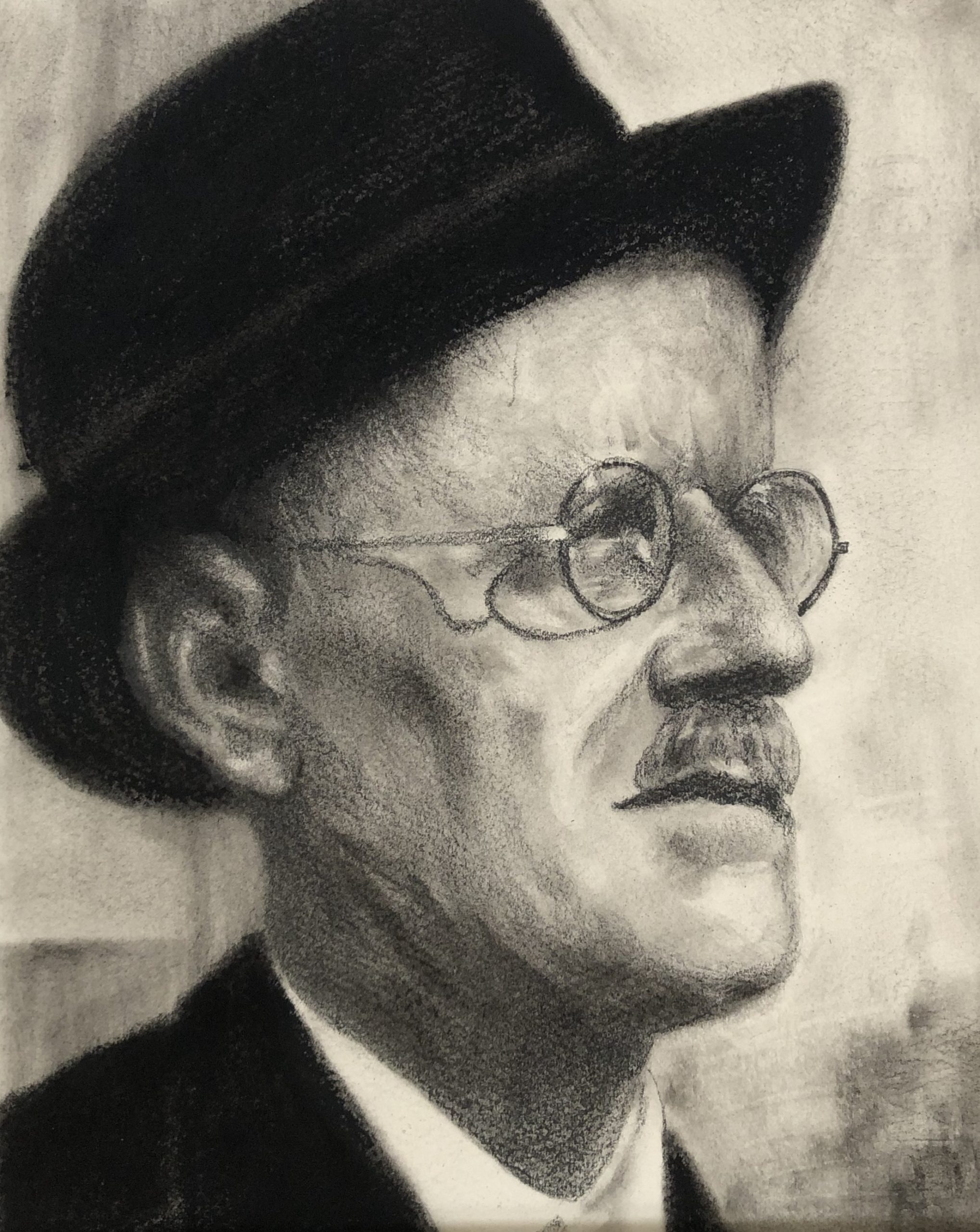 Nestor Kovachev, James Joyce, 2019, Kohle auf Arches Papier, 20x30cm, GalerieHeikeCurtze (4)