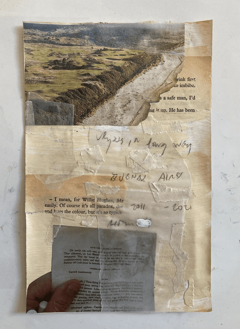 © Jean-Christophe Norman, Ulysses, a long way, 2012-2021, techniques mixtes, collage et dessin sur page de livre, courtesy Galerie C