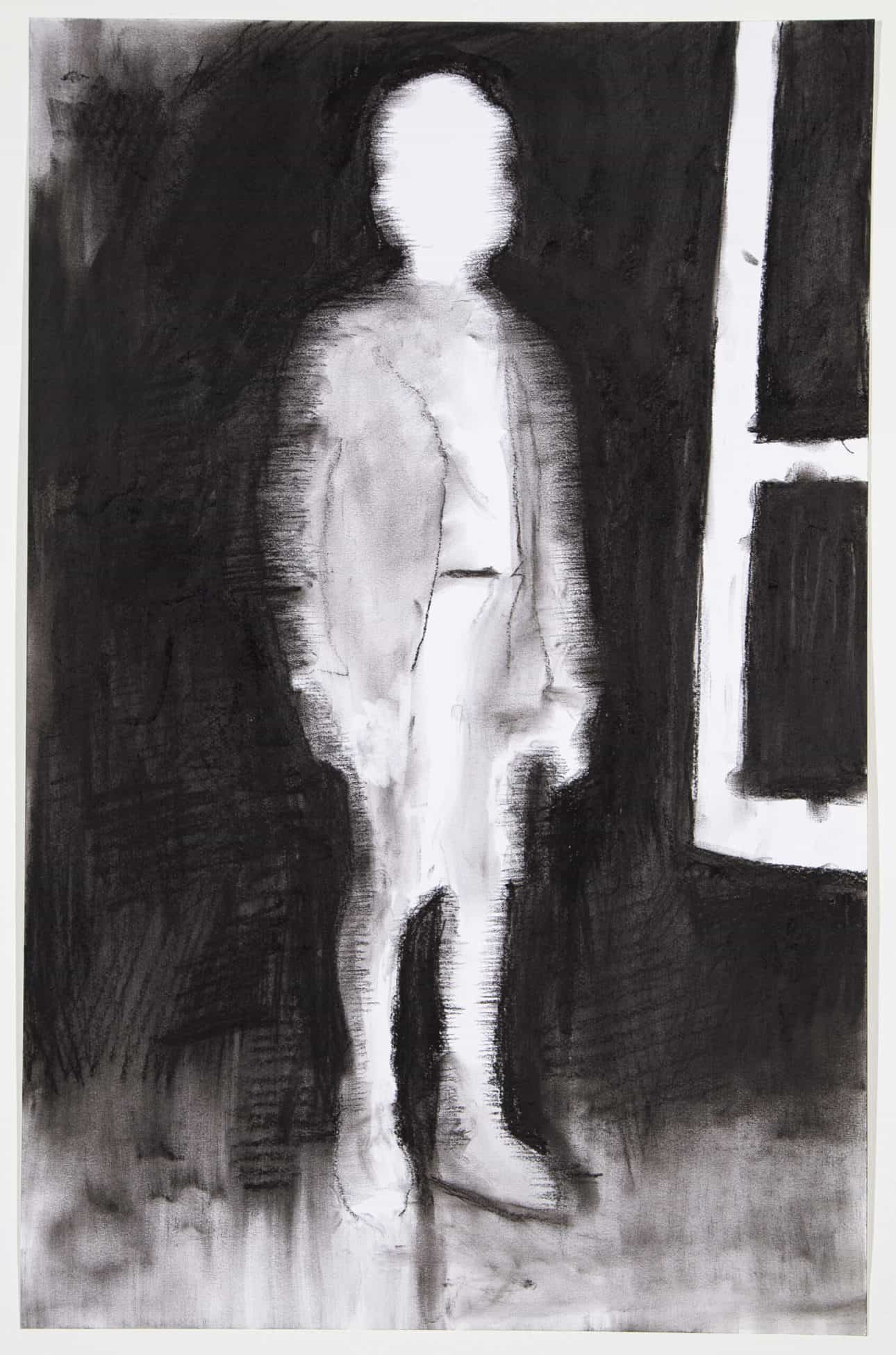 © Uwe Wittwer, Absent Figure, 2019, fusain sur papier, 57x36 cm, courtesy Galerie C