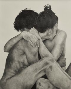 Cassius Baron, Couple nu, 2021, plomb et graphite sur papier, graphite and lead on paper, 50 x 40 cm, courtesy artiste ©CassiusBaron-min