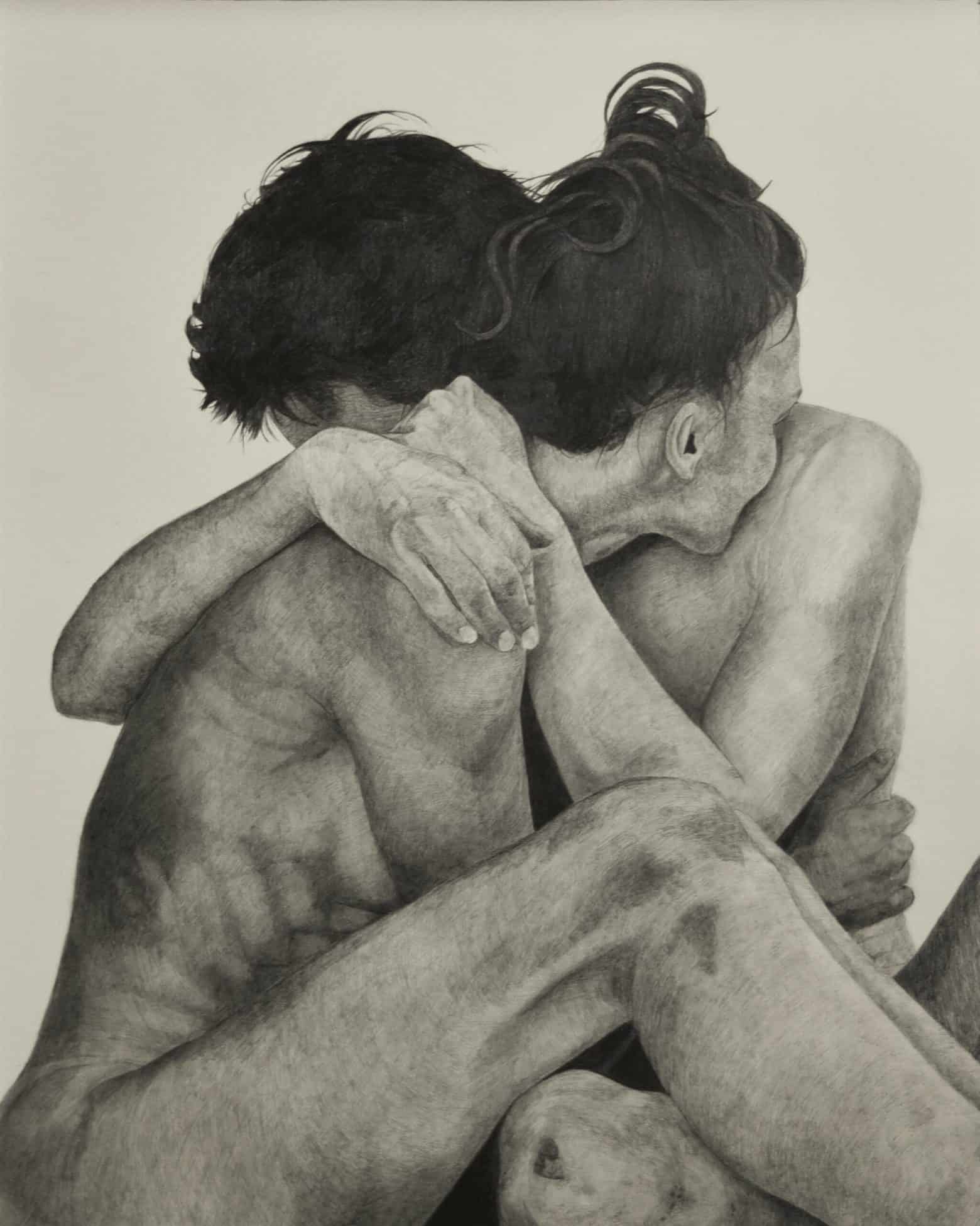 Cassius Baron, Couple nu, 2021, plomb et graphite sur papier, graphite and lead on paper, 50 x 40 cm, courtesy artiste ©CassiusBaron-min