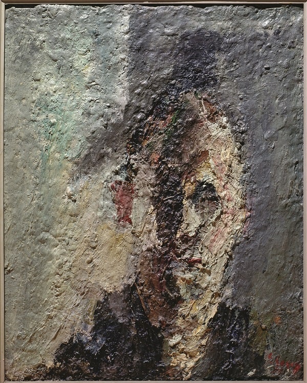 Eugène Leroy, Auto-portrait, ca. 1958
huile sur bois, 73 x 58 cm, collection privée, Roubaix, France, © Photo Alain Leprince, © ADAGP. Paris 2022
