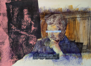Tereza Lochmann, Il Gattopardo, 2020, stylo bille, collage et acrylique sur papier, ballpoint pen, collage and acrylic on paper, 35 x 48 cm, courtesy artiste, ©TerezaLochmann copy