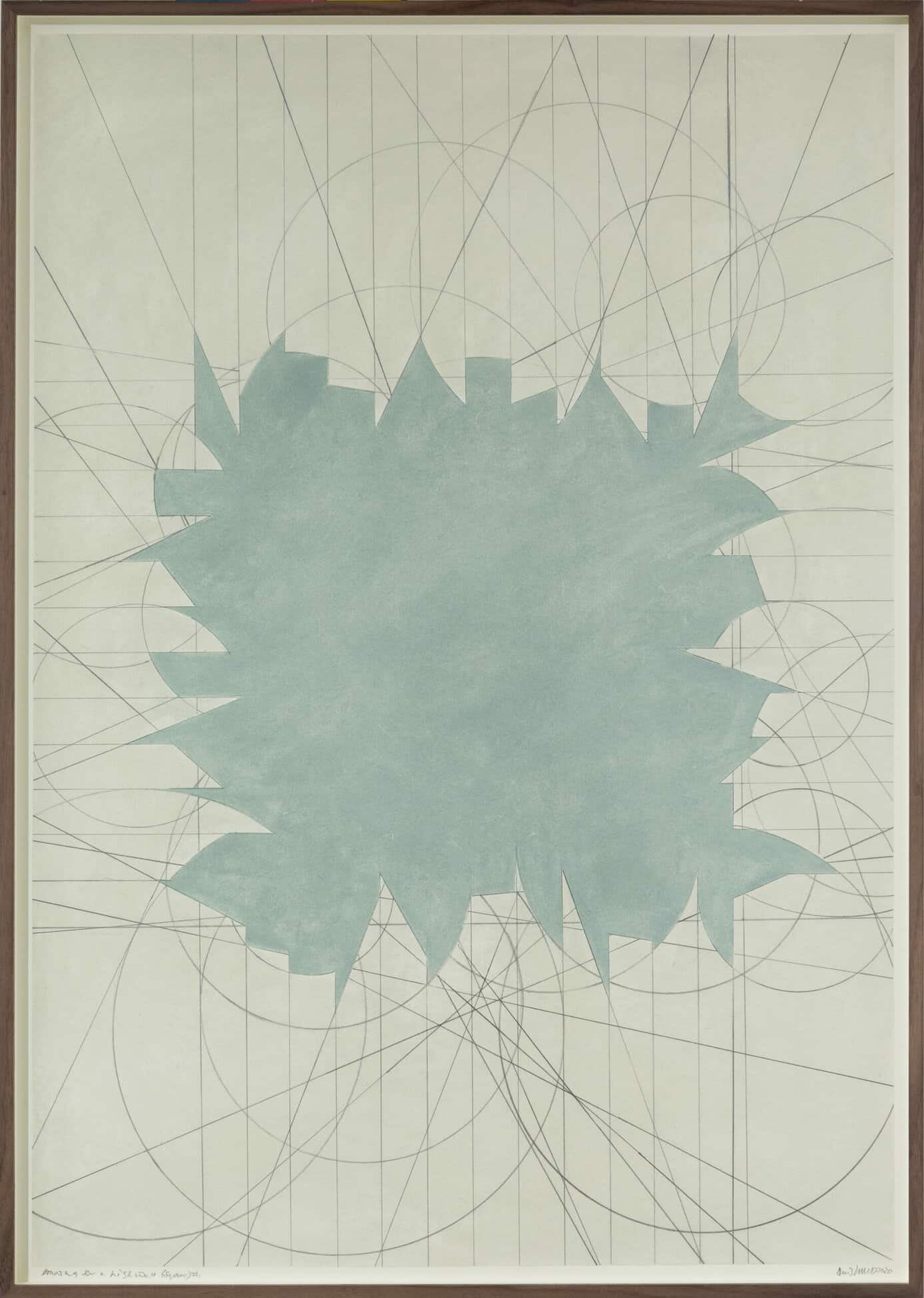 David Tremlett, Drawing for a High Wall (Square) 1, 2020. Pigments et crayon sur papier, 84 x 50 cm © artiste et Galleria Studio G7, Bologna