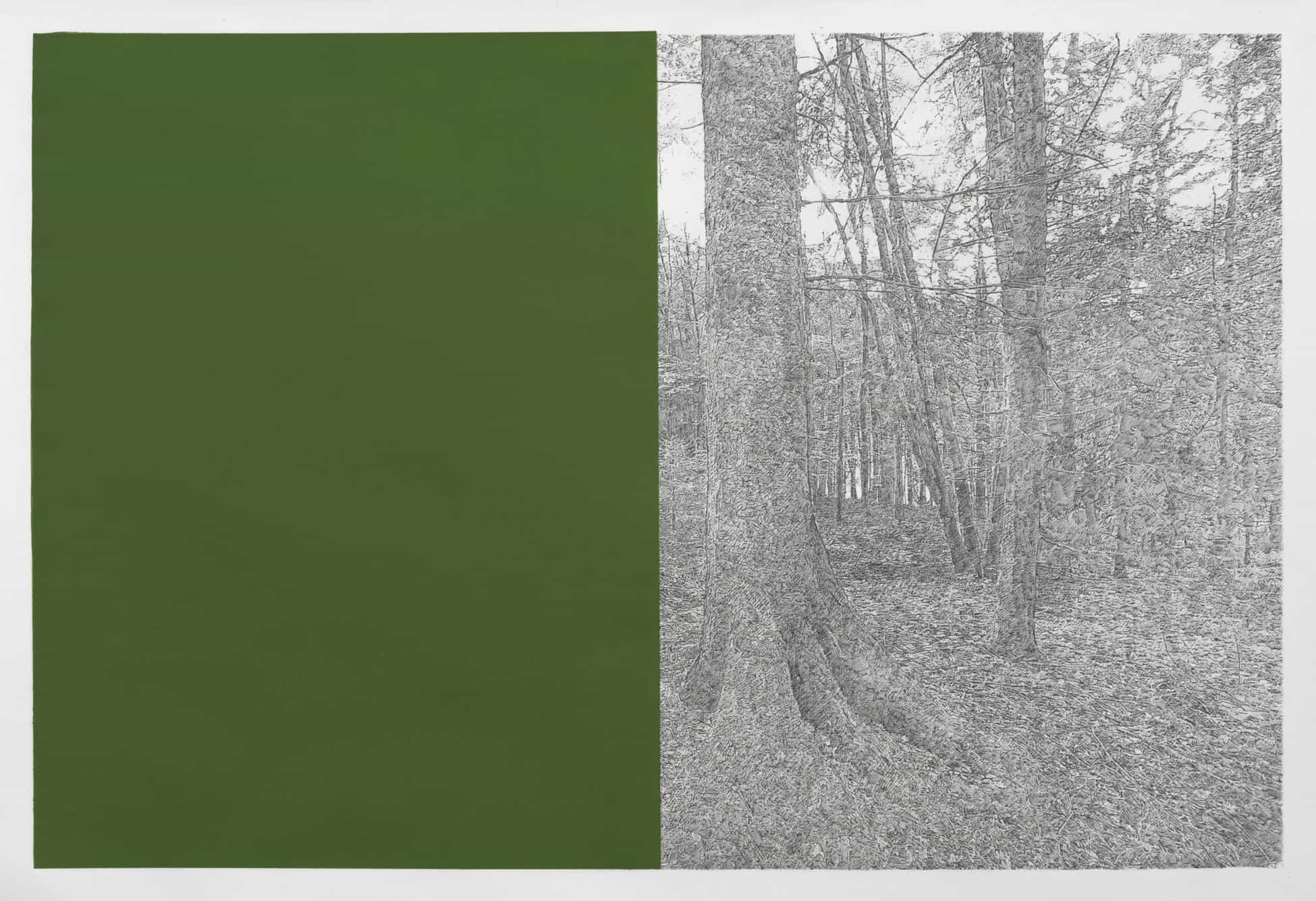 Stijn Cole, Portrait - Landscape, 2022. Sérigraphie et crayon sur papier, 95 x 142 cm (encadré) © Stijn Cole et Irène Laub Gallery